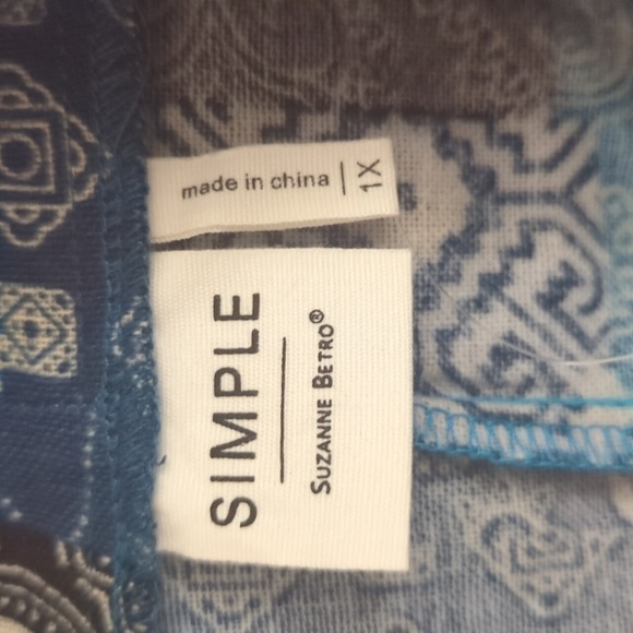 New with Tags Simple Suzanne Betro Blue Patchwork Bohemian Open Cardigan Size 1X - Picture 4 of 8